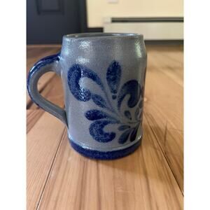 West Germany- stoneware mug- ceramic, blue colors, height approx. 5.25"